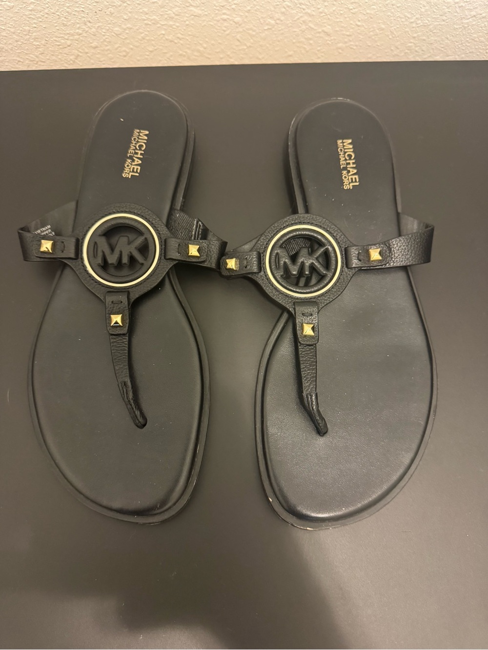 Michael Kors Black Logo Thong Sandals